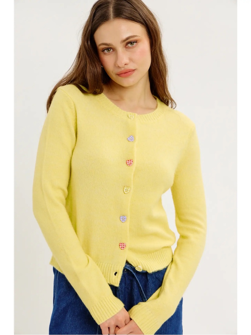 (722) Kitschy Soft Touch Pastel Cardigan with Heart Buttons - M - NWT